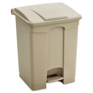 safco large capacity plastic step-on receptacle, 23 gal, tan