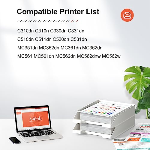 V4INK Compatible Toner Cartridge Replacement for Oki Type C17 C330 (KCMY,4-Pack),for use in OKI C310dn C330dn C510dn C530dn MC362w MC562w Series Printers