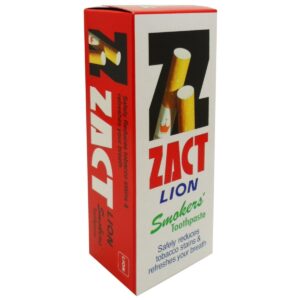 160 g. zact lion toothpaste smokers'. advanced stain removal formula effectively removes tobacco stains