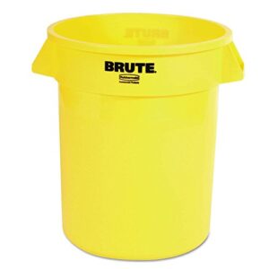 rcp2620yel - rubbermaid brute refuse container, round, plastic, 20 gal, yellow