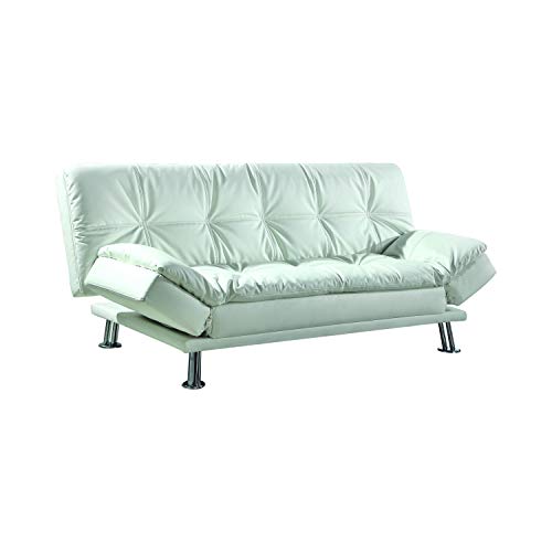 Coaster Home Furnishings Dilleston Sleeper Sofa Bed with Casual Seam Stitching White, 73" w x 37" d x 35.5" h (300291)