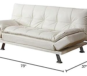 Coaster Home Furnishings Dilleston Sleeper Sofa Bed with Casual Seam Stitching White, 73" w x 37" d x 35.5" h (300291)