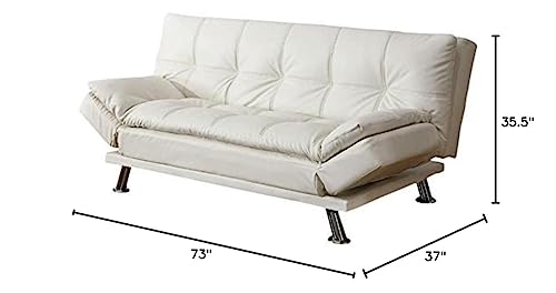 Coaster Home Furnishings Dilleston Sleeper Sofa Bed with Casual Seam Stitching White, 73" w x 37" d x 35.5" h (300291)