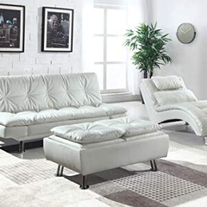 Coaster Home Furnishings Dilleston Sleeper Sofa Bed with Casual Seam Stitching White, 73" w x 37" d x 35.5" h (300291)