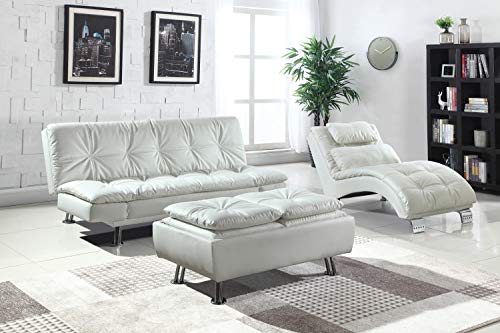 Coaster Home Furnishings Dilleston Sleeper Sofa Bed with Casual Seam Stitching White, 73" w x 37" d x 35.5" h (300291)