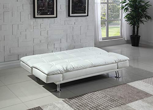 Coaster Home Furnishings Dilleston Sleeper Sofa Bed with Casual Seam Stitching White, 73" w x 37" d x 35.5" h (300291)