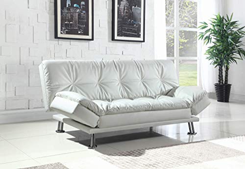 Coaster Home Furnishings Dilleston Sleeper Sofa Bed with Casual Seam Stitching White, 73" w x 37" d x 35.5" h (300291)