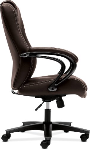 HON Managerial Office Chair- High-Back Computer Desk Chair with Loop Arms , Brown (VL402)