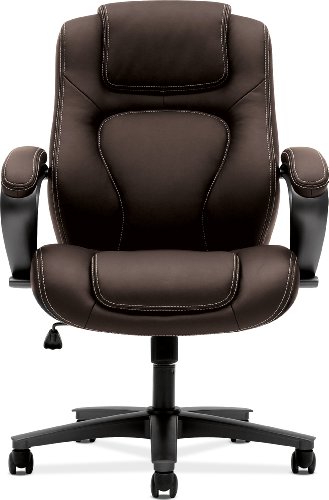 HON Managerial Office Chair- High-Back Computer Desk Chair with Loop Arms , Brown (VL402)