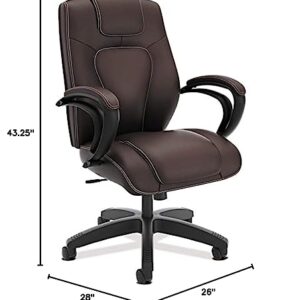 HON Managerial Office Chair- High-Back Computer Desk Chair with Loop Arms , Brown (VL402)