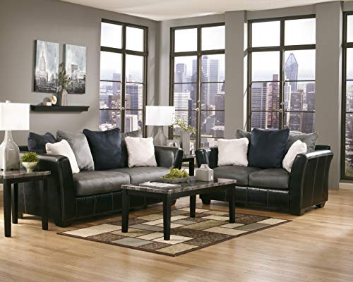 Signature Design by Ashley Maysville Faux Marble Top 3-Piece Table Set, Includes Coffee Table & 2 End Tables, Black