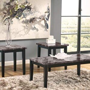 Signature Design by Ashley Maysville Faux Marble Top 3-Piece Table Set, Includes Coffee Table & 2 End Tables, Black