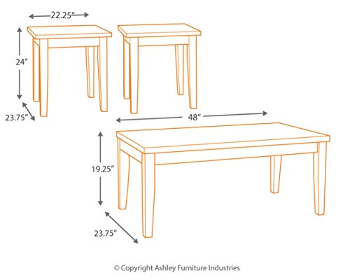 Signature Design by Ashley Maysville Faux Marble Top 3-Piece Table Set, Includes Coffee Table & 2 End Tables, Black