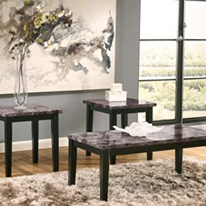 Signature Design by Ashley Maysville Faux Marble Top 3-Piece Table Set, Includes Coffee Table & 2 End Tables, Black