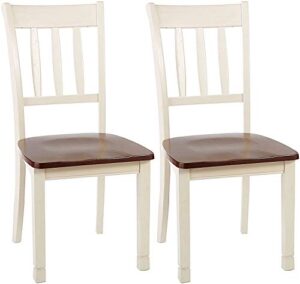 signature design by ashley whitesburg cottage rake back dining chair, 2 count, brown & white