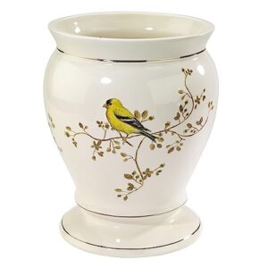 Avanti Linens Gilded Birds Waste Basket, Ivory