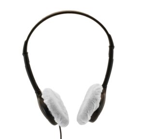 scan sound, inc. small stretchable headphone covers - white - bag of 100 - stretches up to 2 1/2 inches