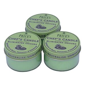 prices chefs candle in tin - eliminates cooking cooks kitchen odour - triple pack