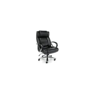 ofm avenger leather big tall 500lb max weight executive office chair, with lumbar support, recline/tilt tension controls, with wheels for computer/desk, black
