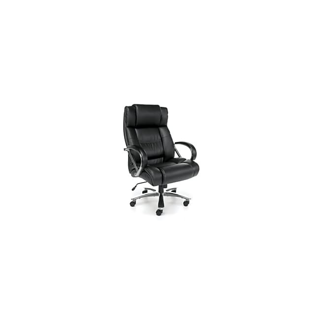 OFM Avenger Leather Big Tall 500lb Max Weight Executive Office Chair, with Lumbar Support, Recline/Tilt Tension Controls, with Wheels for Computer/Desk, Black