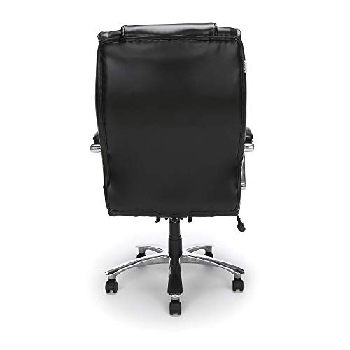 OFM Avenger Leather Big Tall 500lb Max Weight Executive Office Chair, with Lumbar Support, Recline/Tilt Tension Controls, with Wheels for Computer/Desk, Black