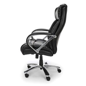 OFM Avenger Leather Big Tall 500lb Max Weight Executive Office Chair, with Lumbar Support, Recline/Tilt Tension Controls, with Wheels for Computer/Desk, Black