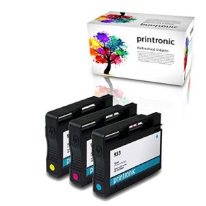 printronic remanufactured ink cartridge replacement for hp 933 hp933 3 pack (1 cyan, 1 magenta, 1 yellow) for officejet 6100 6600 6700 7110 7610