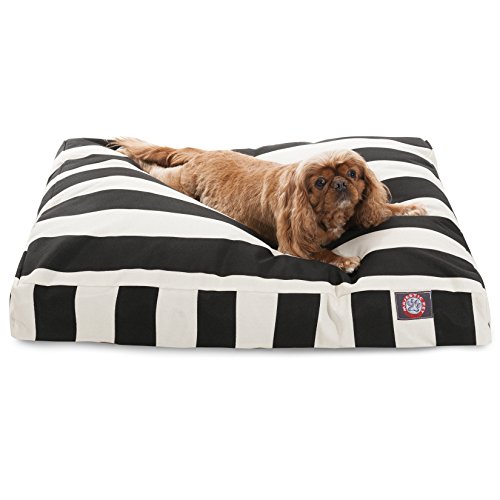 Majestic Pet Vertical Stripe Rectangle Dog Bed, Black, Medium