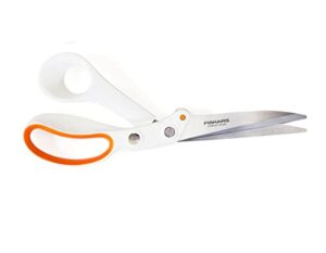 fiskars razor edge all purpose scissors, length: 24 cm, stainless steel blade/plastic handles, white/orange, amplify, 1005225