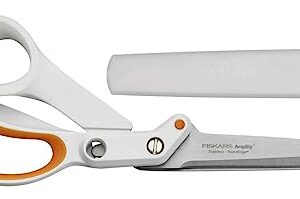Fiskars Razor Edge All Purpose Scissors, Length: 24 cm, Stainless Steel Blade/Plastic Handles, White/Orange, Amplify, 1005225