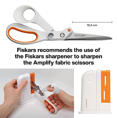 Fiskars Razor Edge All Purpose Scissors, Length: 24 cm, Stainless Steel Blade/Plastic Handles, White/Orange, Amplify, 1005225