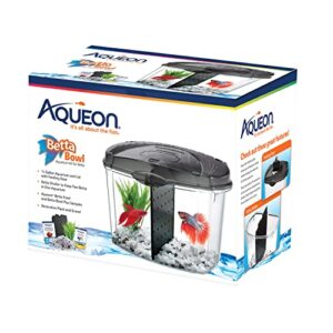 aqueon betta bowl aquarium fish tank kit, black, half gallon