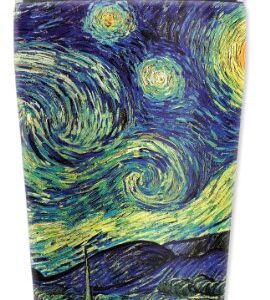 Mugzie Van Gogh Starry Night Travel Mug with Insulated Wetsuit Cover, 16 oz, Black