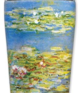 Mugzie Monet Water Lilies Travel Mug with Insulated Wetsuit Cover, 16 oz, Black