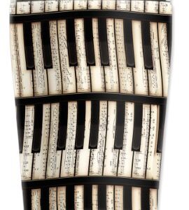 Mugzie Piano Keys Travel Mug with Insulated Wetsuit Cover, 16 oz, Black