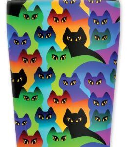 Mugzie Cat Silhouettes Travel Mug with Insulated Wetsuit Cover, 16 oz, Black