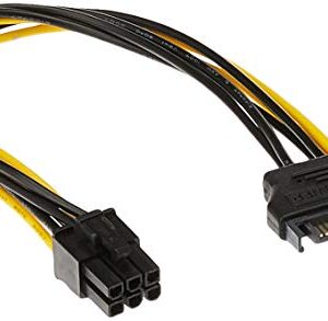 Monoprice SATA Cable - 0.67 Feet - Black | SATA 15pin to 6pin PCI Express Card Power Cable