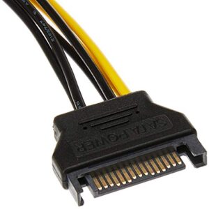 Monoprice SATA Cable - 0.67 Feet - Black | SATA 15pin to 6pin PCI Express Card Power Cable