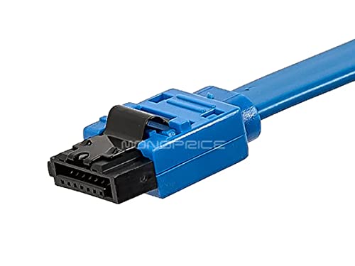 Monoprice 108782 18-Inch SATA 6Gbps Cable with Locking Latch, Blue