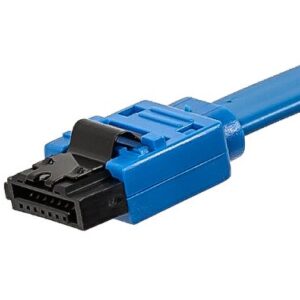 Monoprice 18-Inch SATA III 6.0 Gbps Cable with Locking Latch and 90-Degree Plug - Blue