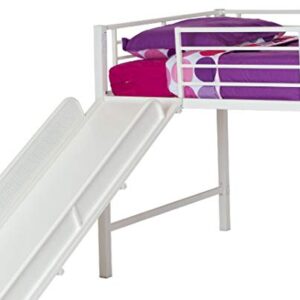 DHP Junior Twin Metal Loft Bed with Slide, Multifunctional Design, White with White Slide