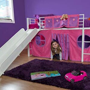 DHP Junior Twin Metal Loft Bed with Slide, Multifunctional Design, White with White Slide