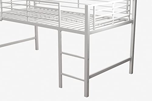 DHP Junior Twin Metal Loft Bed with Slide, Multifunctional Design, White with White Slide