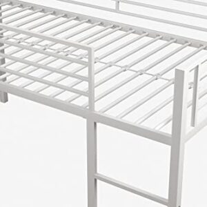 DHP Junior Twin Metal Loft Bed with Slide, Multifunctional Design, White with White Slide