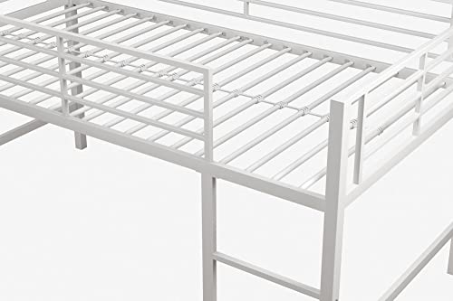 DHP Junior Twin Metal Loft Bed with Slide, Multifunctional Design, White with White Slide