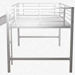 DHP Junior Twin Metal Loft Bed with Slide, Multifunctional Design, White with White Slide