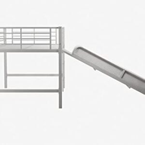 DHP Junior Twin Metal Loft Bed with Slide, Multifunctional Design, White with White Slide