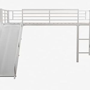 DHP Junior Twin Metal Loft Bed with Slide, Multifunctional Design, White with White Slide