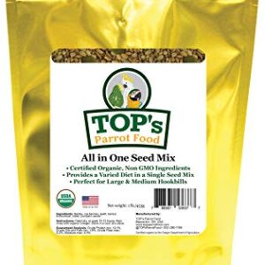 TOP's All in One Seed Mix for Large Birds, Non-GMO, Peanut Soy & Corn Free, USDA Organic Certified, 1lb