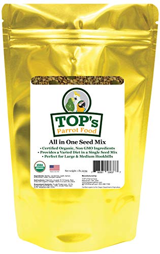 TOP's All in One Seed Mix for Large Birds, Non-GMO, Peanut Soy & Corn Free, USDA Organic Certified, 1lb